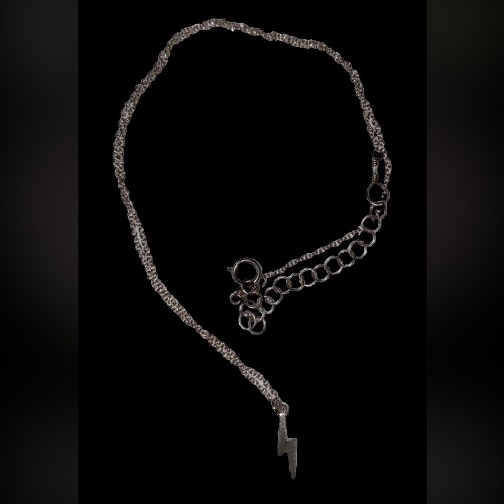 NWOT Stamped 925 Chain Sterlng Silver Lightening Bolt Necklace